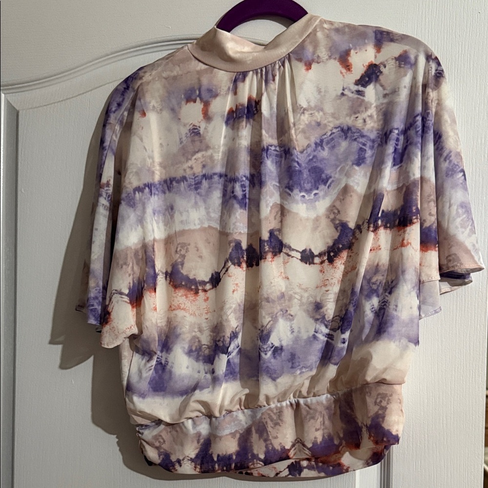 Jennifer Lopez Purple and Cream Blouse